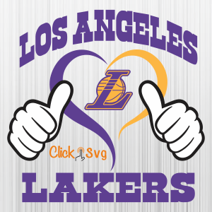 Los Angeles Lakers Heart Hand Svg