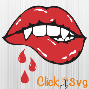 Vampire Biting Lips Svg img